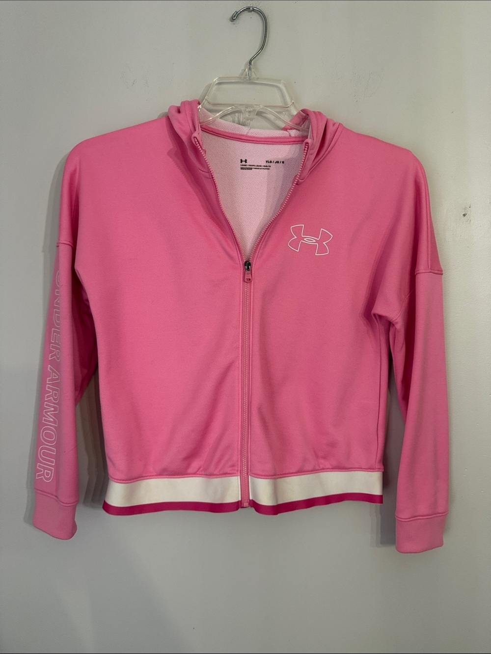 Under Armour Girls Youth hooded Dri Fit Jacket Pink Size large